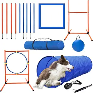 72-Piece Dog Agility Training Equipment Indoor Outdoor 72-piece Obstacle Course Starter Kit Customized Logo Train Pet Dog Blue