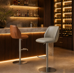 Silla de <span class=keywords><strong>Bar</strong></span> Moderna y Sencilla con Respaldo de Corte <span class=keywords><strong>Diagonal</strong></span> en Cuero, Silla Alta Ajustable para Isla de Cocina, Silla de <span class=keywords><strong>Bar</strong></span> Comercial y Doméstica - Product Image 4