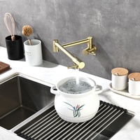Robinet de cuisine mural doré brossé, bras articulé double, levier monocylindre, pour remplissage de casseroles, moderne et luxueux