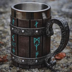 Mug à bière en bois, tasse à whisky créative pour bar, grande capacité, mug à café vintage en bambou pour boire - Product Image 3