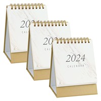 Mini calendrier de bureau, petit calendrier de table sur pied avec reliure spirale, planificateur de bureau compact pour l'organisation à domicile, au bureau ou à l'école