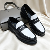 Mocassins légers pour hommes à semelle épaisse en cuir véritable, chaussures décontractées et habillées, en cuir texturé noir, à enfiler