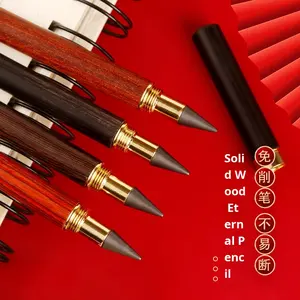 Crayon infini en bois rétro original, kits de luxe en laiton, non toxique, stylo infini en bois pour écrire et dessiner - Product Image 2