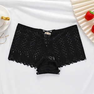 Promotion : Culotte string sexy haut de gamme en dentelle tricotée respirante pour femme, grande taille, avec découpes croisées - Product Image 6