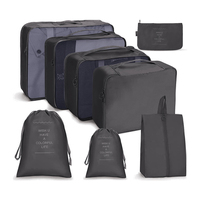 Ensemble de cubes de rangement de voyage légers et résistants à l'eau en polyester avec fermeture éclair, impression personnalisée et motif lettres