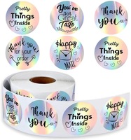 Rouleau d'étiquettes autocollantes en papier thermique direct Milestone, cercle coloré, transparent, holographique, autocollant de Noël