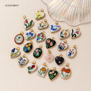 Folk Blossom Tales | 18K PVD Gold Plated Stainless Steel Hand Painted Flower Charm Pendant for Jewelry Making Waterproof Durable - Product Image 2