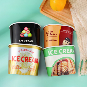 130ml 470ml dùng một lần hình dạng hình bầu dục chất lượng cao Ice Cream cốc giấy Ice Cream bồn tắm hình dạng với PP nắp muỗng thực phẩm container - Product Image 1