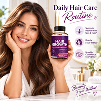 Capsules de croissance capillaire OEM, 120 unités, avec biotine, collagène et palmier nain pour les cheveux, la peau et les ongles des femmes