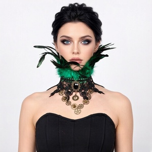 قلادة ريش قوطية عتيقة الطراز متعددة الألوان بتصميم ستيمبانك للحفلات التنكرية والكرنفالات والفعاليات - Product Image 4