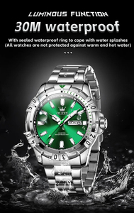 Reloj para Hombre de Gran Venta Marca Superior Verde de Lujo a la Moda 5560 Reloj de Pulsera de Cuarzo de Acero Inoxidable - Product Image 4