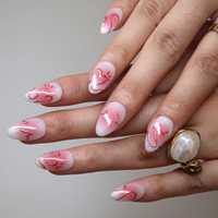 Faux ongles à presser en acrylique, style jeune fille, motif cœur ECG en relief, personnalisables, pour fêtes, rendez-vous et trajets quotidiens