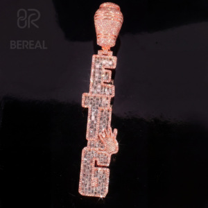 Pass Diamond Tester Vvs Moissanite Letter 3D Pendant Men Custom Iced Out Hip Hop Baguette Cut Diamond <b>Name</b> <b>Chain</b> Pendant Jewelry - Product Image 1