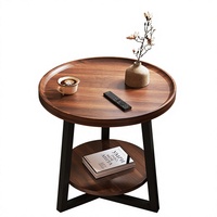 Table basse de salon compacte, table d'appoint de canapé, petite table à thé ronde pour balcon, table de chevet minimaliste avec rangement