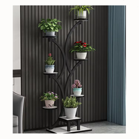 Présentoir de plante en métal d'intérieur de style nordique 7 pneus 58 pouces de haut étagère de pot de fleur noire