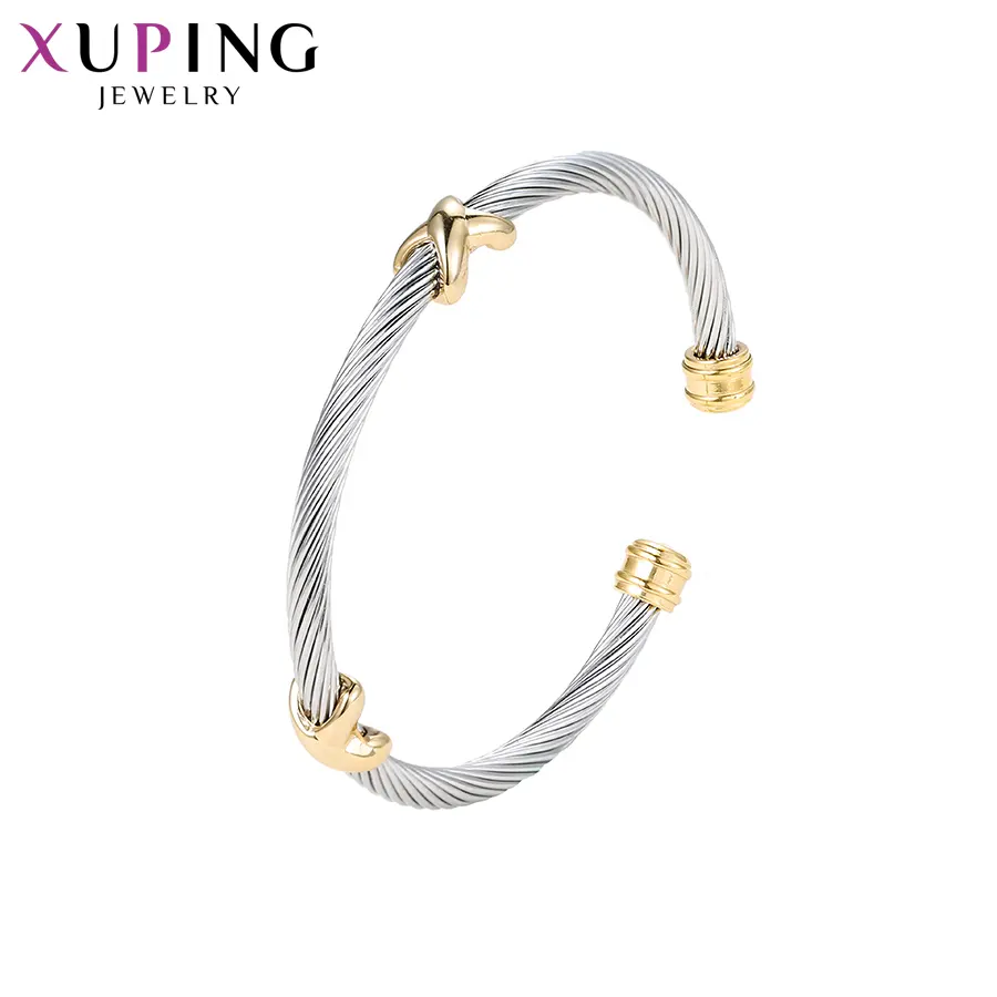 Bangle-564xuping Schmuck Mode Charakter Design Gold und Silber Doppel farbe Bogen lose Mund Armband Edelstahl