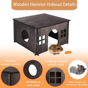 Jouets modernes en bois naturel <span class=keywords><strong>pour</strong></span> hamsters, maison en bois multi-espaces <span class=keywords><strong>pour</strong></span> rongeurs, cachette, villa, labyrinthe, tunnel d'exploration <span class=keywords><strong>pour</strong></span> hamsters heureux - Product Image 5