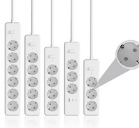 Multiprise standard européenne avec câble, ports USB, interrupteur, quantité de prises personnalisable pour la maison et le bureau