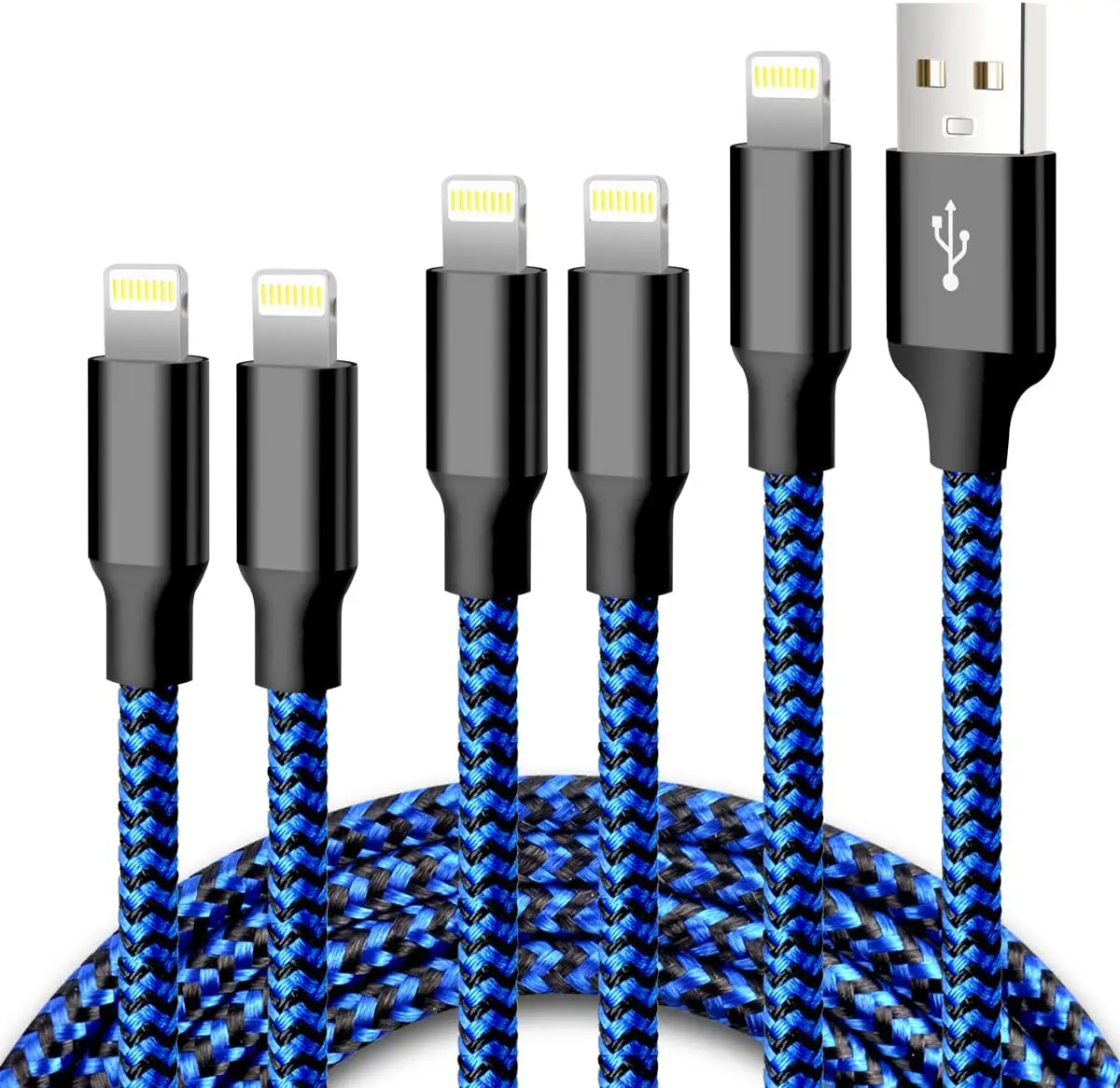 Charger for iPhone 5 Pack 3/3/6/6/10FT Apple MFi Certified USB Lightn-ing Cable Nylon Braided Fast Charging Cord Compatible