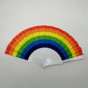 Venta al por Mayor de Regalos Promocionales Empresariales 2025, Abanico de Mano de Plástico Arcoíris de 23 cm, Impresión de Marca Personalizada, Abanico de Mano Hecho a Mano con Diseño de Puntos Metálicos WUYUNG - Product Image 2