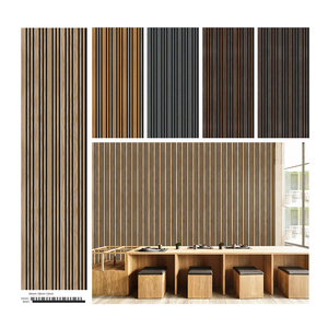 Akupanel panel dinding akustik, dekorasi Interior Hotel Slate beralur kayu lembar serat kedap suara seni 3d - Product Image 1