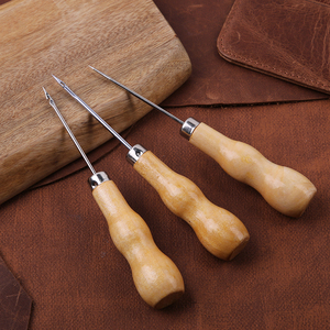 3 шт набор ручных строчильная машина дырокол для шитье обуви на заказ, деревянная ручка кожа Awl - Product Image 5