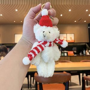 Porte-clés ours en peluche doux de 16 cm, mini-poupée avec écharpe et thème de Noël, animal en peluche tendance, cadeau pour les fêtes - Product Image 6