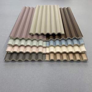Lames murales en PS de 12 cm, couleur unie rose bleu, design simple, matériau de décoration, panneau mural en PS, lamelles en charbon de bois avec doré - Product Image 6