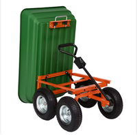 Produit de haute qualité personnalisé dans l'industrie Mini chariot à benne basculante en poly vert durable robuste chariot à outils de jardin chariot brouette