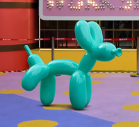 Pour Pop Art Style géant brillant rouge FRP ballon chien Sculpture résine artisanat pour moderne maison et jardin décor