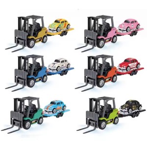 1/64 2.4G RC véhicule de Construction chariot élévateur avec remorque télécommande voiture avec <span class=keywords><strong>camion</strong></span> à plat et grue son lumière enfants ToyGift - Product Image 1