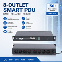 PDU Inteligente de Grado Industrial de 19 Pulgadas y 1U, 8 Salidas, Monitoreo Remoto, PDU Conmutada con RS485, SNMP, SSH, Telnet, HTTP