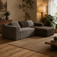 Canapé modulaire minimaliste en velours côtelé avec coussins en éponge douce pour appartement, villa, salon