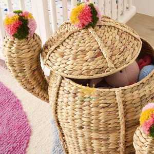 Panier multifonction en jacinthe d'eau pour enfants, motif cactus, adorable, pour chambre d'enfant, rangement de jouets, écologique, pour salle de bain et chambre à coucher, vente en gros - Product Image 2