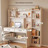 Bureau d'ordinateur en bois massif avec étagère intégrée pour la maison, la chambre à coucher ou les petits appartements.