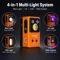Linterna con Sensor de Movimiento, Recargable, Tipo C, Cola Magnética, Lámpara COB, Luz UV, Luz RGB, Resistente al Agua IPX4, 43g