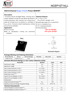 NCE Power NCEP15T14LL MOSFET <span class=keywords><strong>TOLL</strong></span> 380W 150V 170A 100% Original y con Código de Lote Rastreable - Product Image 4