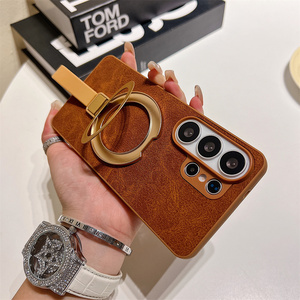 Funda Protectora de Cuero PU Vintage con Anillo Magnético y Correa para <span class=keywords><strong>Samsung</strong></span> Galaxy S26 Ultra S25 A57 - Product Image 3