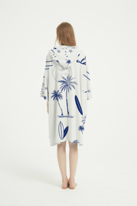 Bata de cambio de secado rápido a rayas con estampado de playa de verano de fábrica, Poncho de toalla de Surf Premium, Poncho de microfibra de gran tamaño con capucha para adultos - Product Image 6
