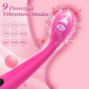 Vibrateur clitoridien et point G Manshi, 9 fréquences, alimentation USB, écran LCD, jouet sexuel pour adultes, rose rouge, bouton de commande vert - Product Image 5