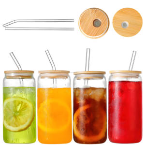 Wide Mouth Lovely Reusable 16oz 500ml Transparent Food Grade Glass Mason Drinking Bottle Screw Cap Straw <strong>Screen</strong> Printed <strong>Reed</strong> - Product Image 1