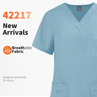Conjuntos de Uniformes Médicos Ligeros de Poliéster con Cuello en V para Mujer, Verano 2026 (Uniforme de Enfermera)
