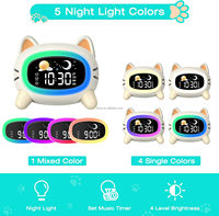 Linda Máquina de Sonidos con Reloj Despertador de Mesita de Noche, Luz Nocturna con Entrenamiento para Dormir y Lámpara de Doble Alarma para Niños y Niñas