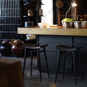 Tabouret de salle à manger <span class=keywords><strong>scandinave</strong></span> en bois massif bar wabi-sabi pied haut tabouret de comptoir îlot mortaise et tenon chaises et tabourets de salle à manger - Product Image 3