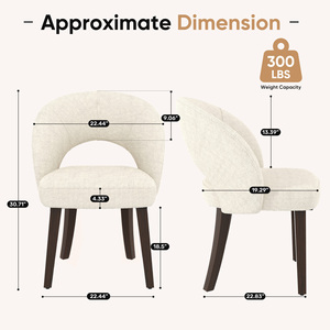 Silla de Comedor Moderna de Lino con Respaldo Recortado, Tapicería Transpirable y Patas de Madera para Cocina, Sala de Estar y Uso en Hoteles - Product Image 6