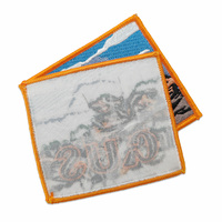 Personnalisez de magnifiques et exquises écussons et logos brodés écologiques à coudre, de forme rectangulaire, pour chapeaux et tissus