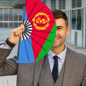 Abanicos Plegables de Bambú con la Bandera de Eritrea al por Mayor, Abanico de Mano para Carnaval, Boda, Festival, Fiesta, Agencia de Viajes - Product Image 3