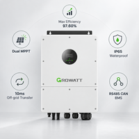 Convertisseur hybride Growatt WIT 5K-HU pour maison, batterie LiFePO4 basse tension 48V, protection IP65, montage mural