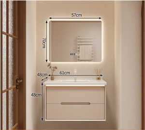 New-style Warm Yellow Bathroom Cabinet <b>Smart</b> Mirror Cabinet Space Storage White Sink Wall-mounted - Product Image 6