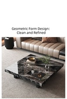 Table basse moderne légère et luxueuse à motif de marbre gris, table basse carrée de designer haut de gamme pour le marché mondial